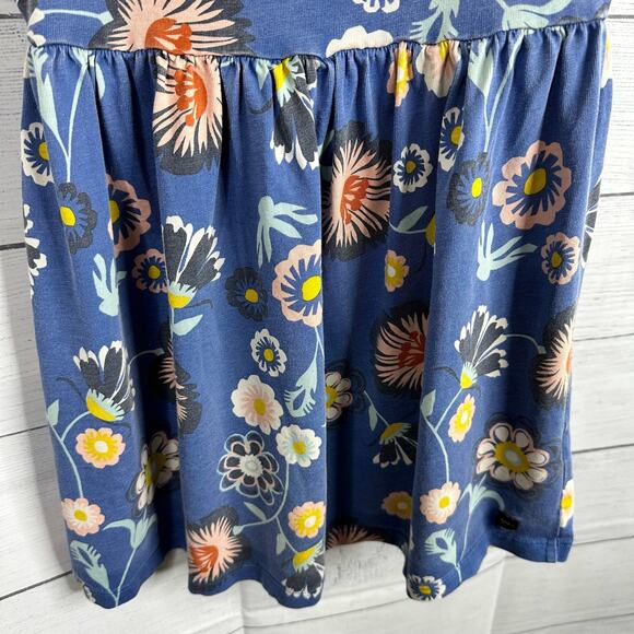 Tea Girls size 3 Floral Printed Short Sleeve Skater Twirling Cotton Dress Blue - Picture 4 of 9